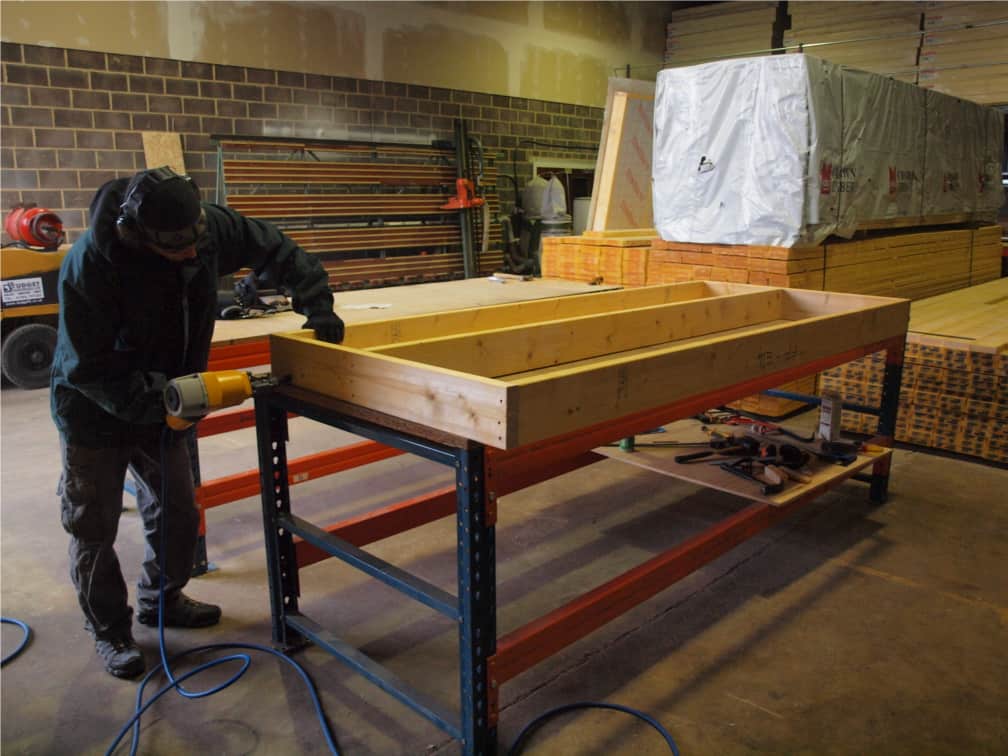 Timber Frame Panel Being Built