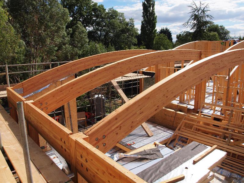 Glulam Beams on Timber Frame House