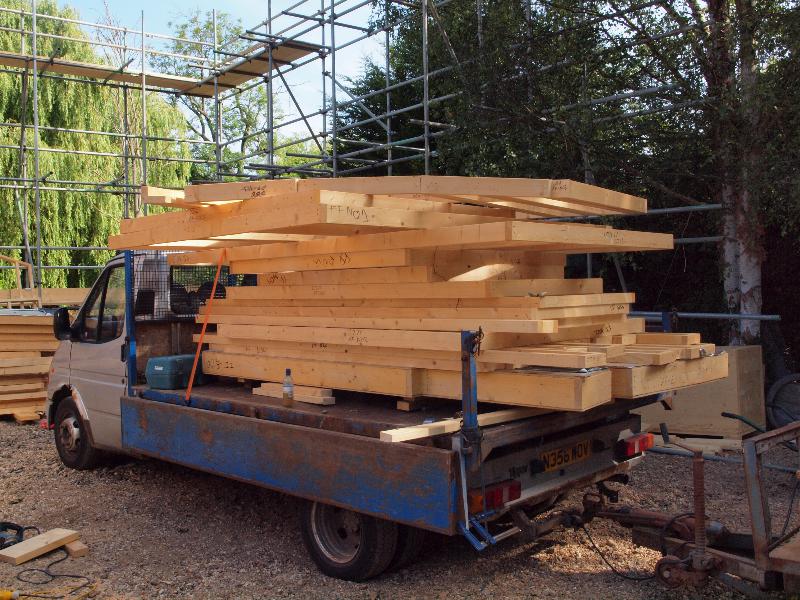 Delivering Timber Frame Panels to a House Under Construction