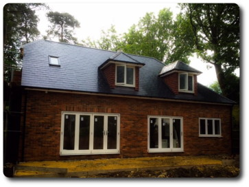 Rear View of Timber Frame House