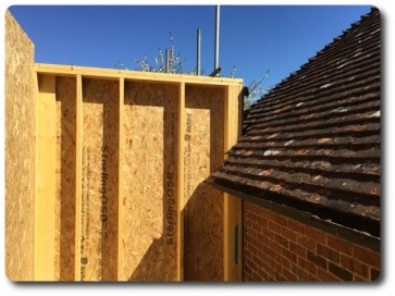 Timber Frame Extension Panels Against Existing Brickwork