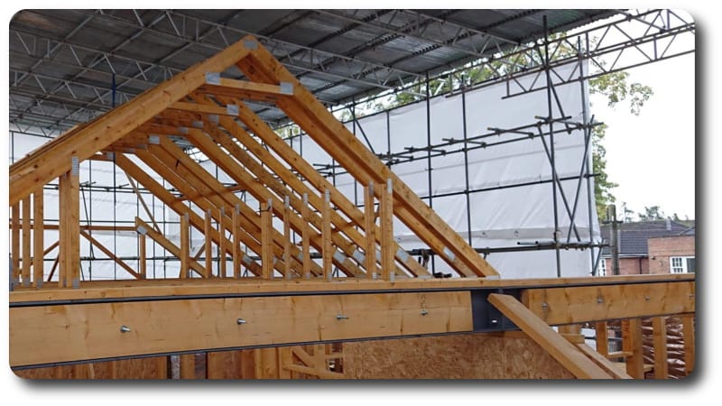 Roof Trusses Under Scaffold