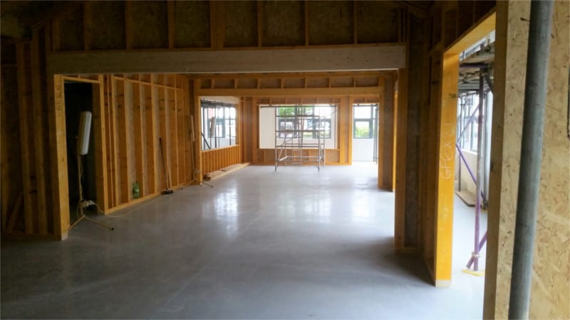 Inside a Timber Frame Office Building During Construction