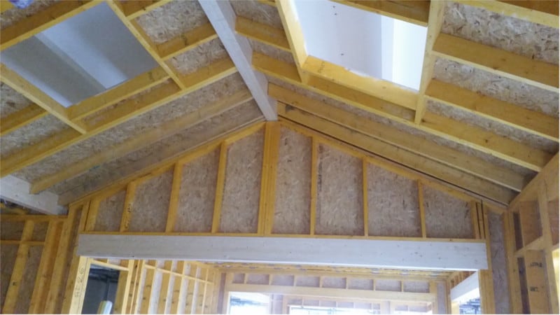 Inside a Timber Frame Office Building During Construction