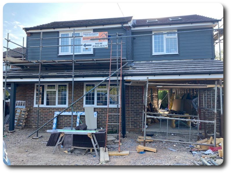 Two Storey Cladded Timber Frame Extension Under Construction