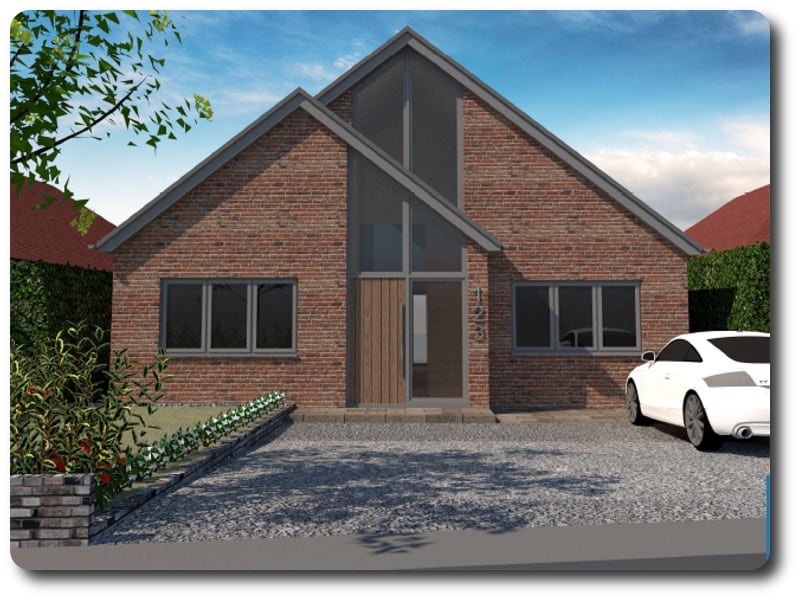 CGI Front of Modular Timber Frame House in Dorset
