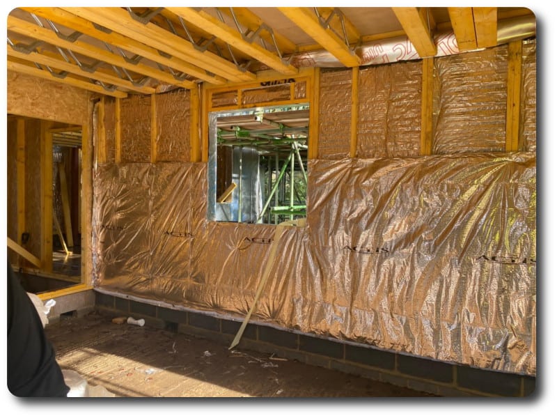 internal view of the external panels showing insulation