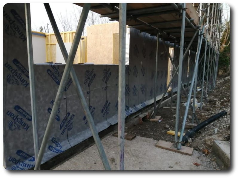 Kingspan Nilvent Membrane on Outside of External Ground Floor Panels