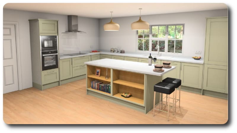 Second CGI of Kitchen in Modular New Home in Chapel Row