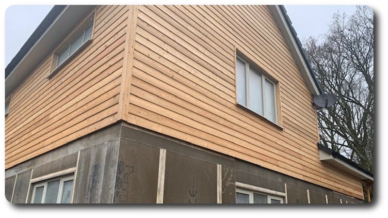 Vlose up of Cladding on Modular Home in Chapel Row