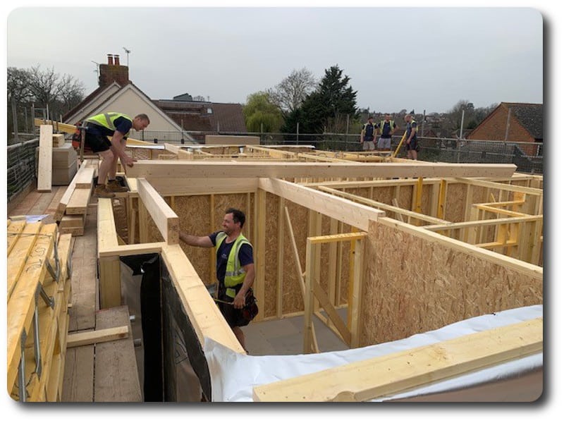 Glulam Beams Being Fitted to Terrace Houses