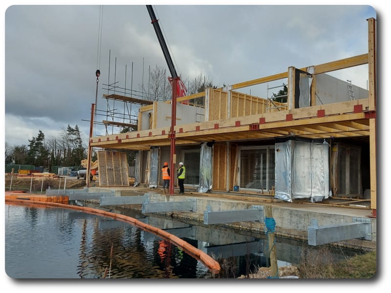 Building the closed panel timber frame apartments block
