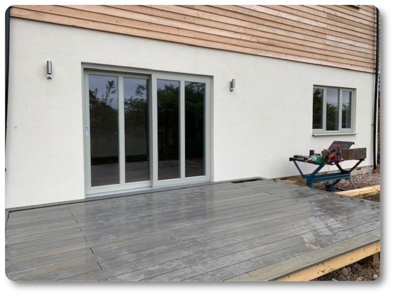 The decking on the new build home in Chapel Row