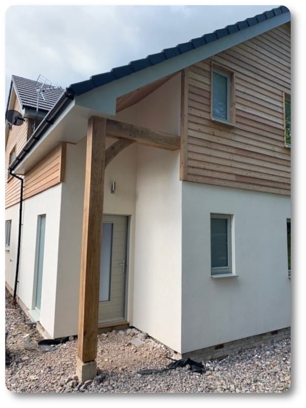 The porch of the new build home has been completed
