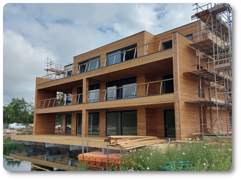 Timber Frame Apartment Block Under Construction in The Lakes development