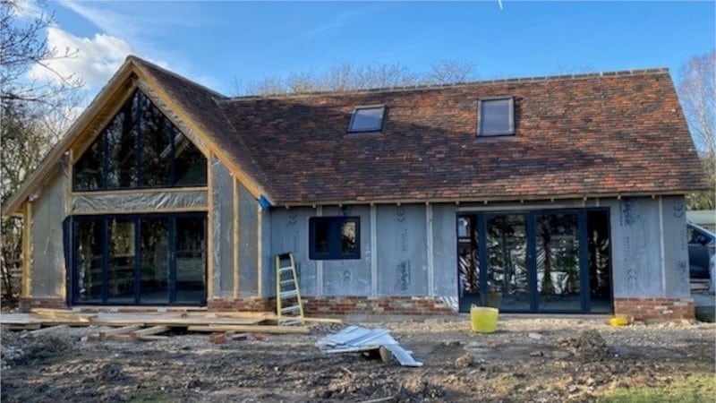 Timber Frame Extension under construction