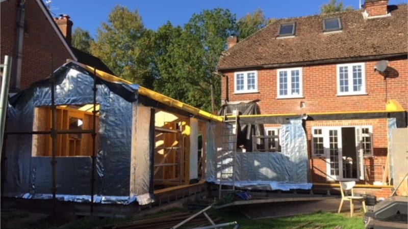 Timber Frame Extension Project in Progress