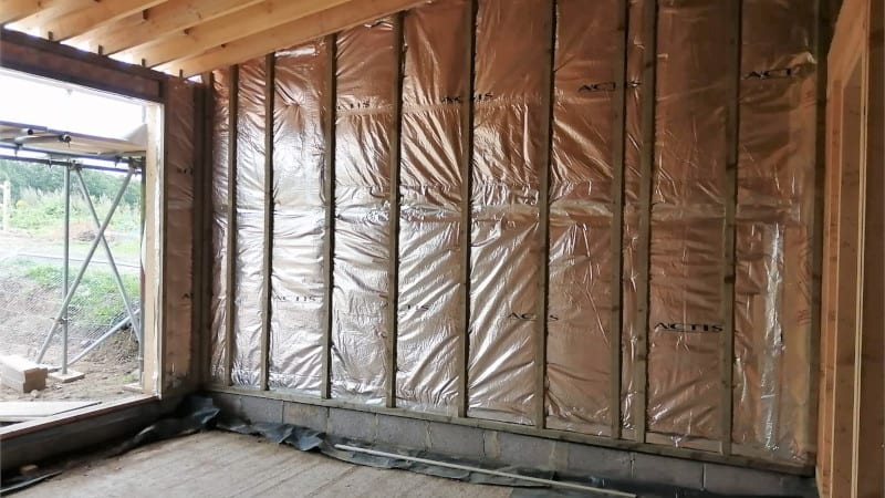 Vapour control layer on inside of timber frame panels