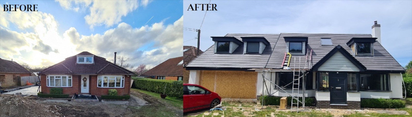 Before and After conversion photographs - Front Elevation