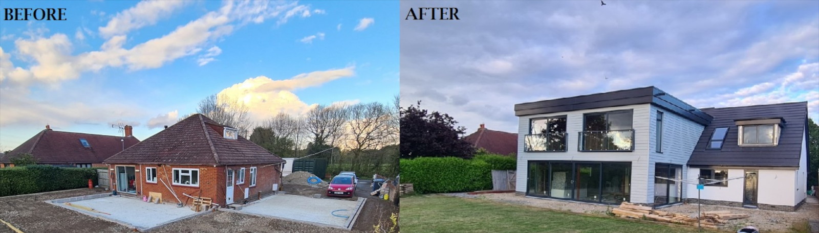 Before and After conversion photographs - Rear Elevation