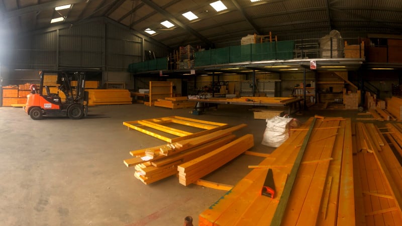 Vision Development's timber frame manufacturing facility