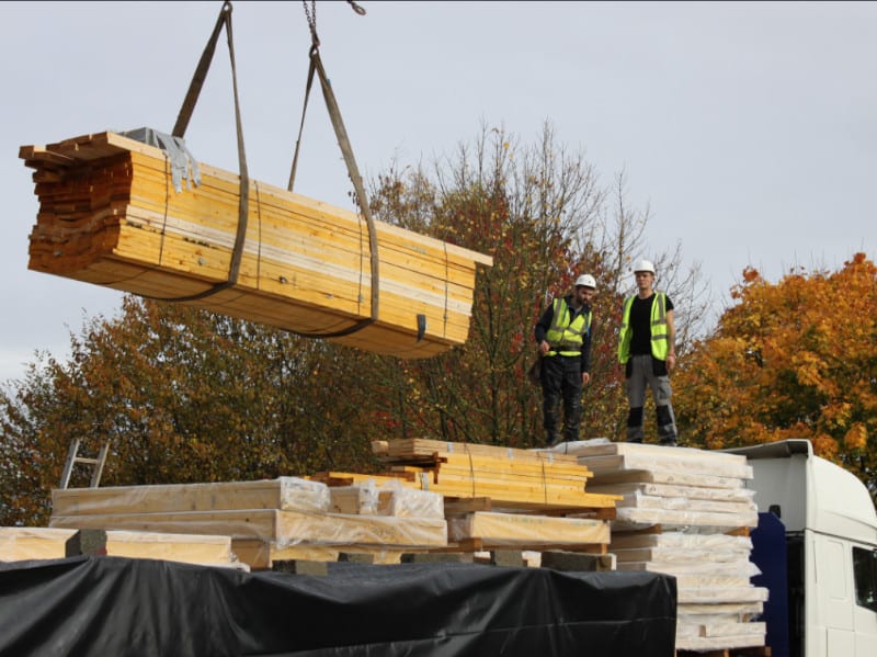 Timber frame panels being delivered by Vision Development Berkshire