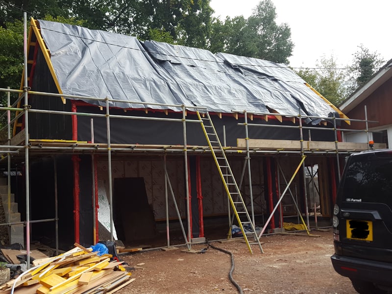 Vision Development - Timber Frame Garages & Garden Buildings - West Berkshire triple garage build outside